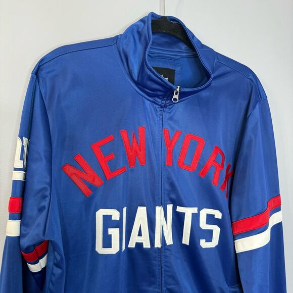 New York Giants NFL Block Logo Men's XL Track Jacket Full Zip Blue - Picture 3 of 11